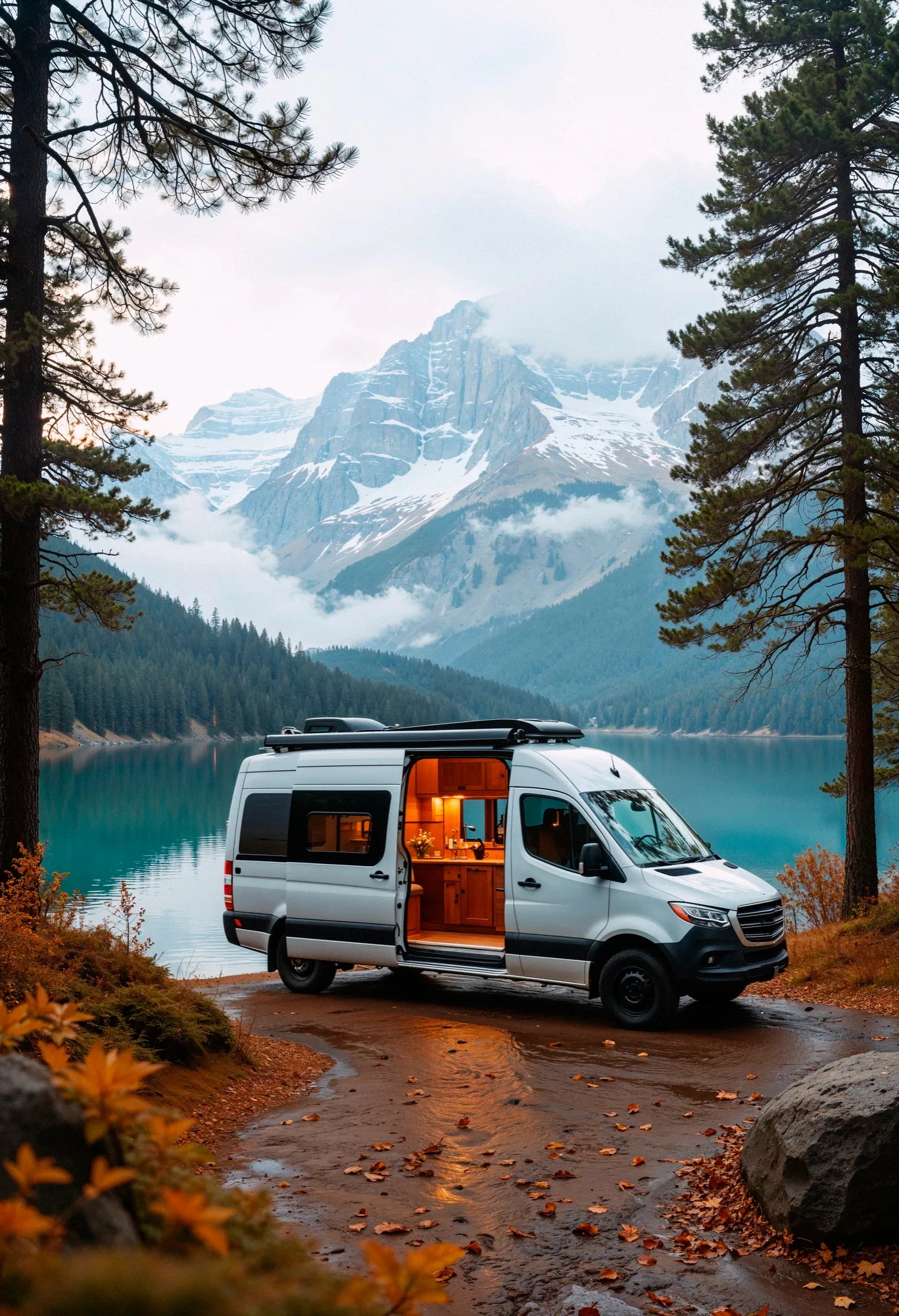 campingvan berge mit see